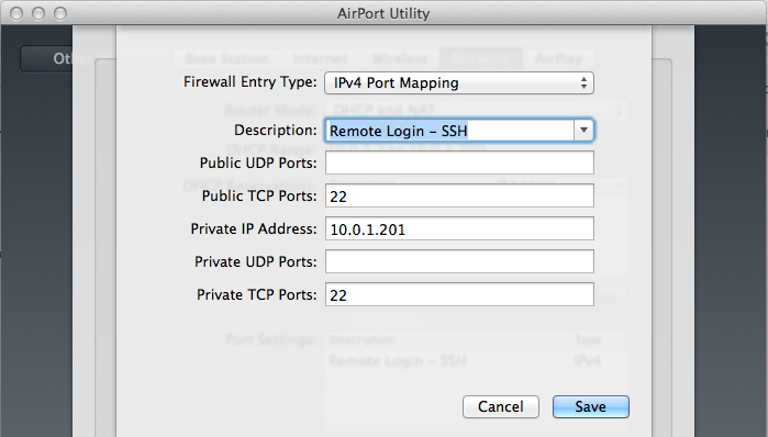 forward port 22 to laptop