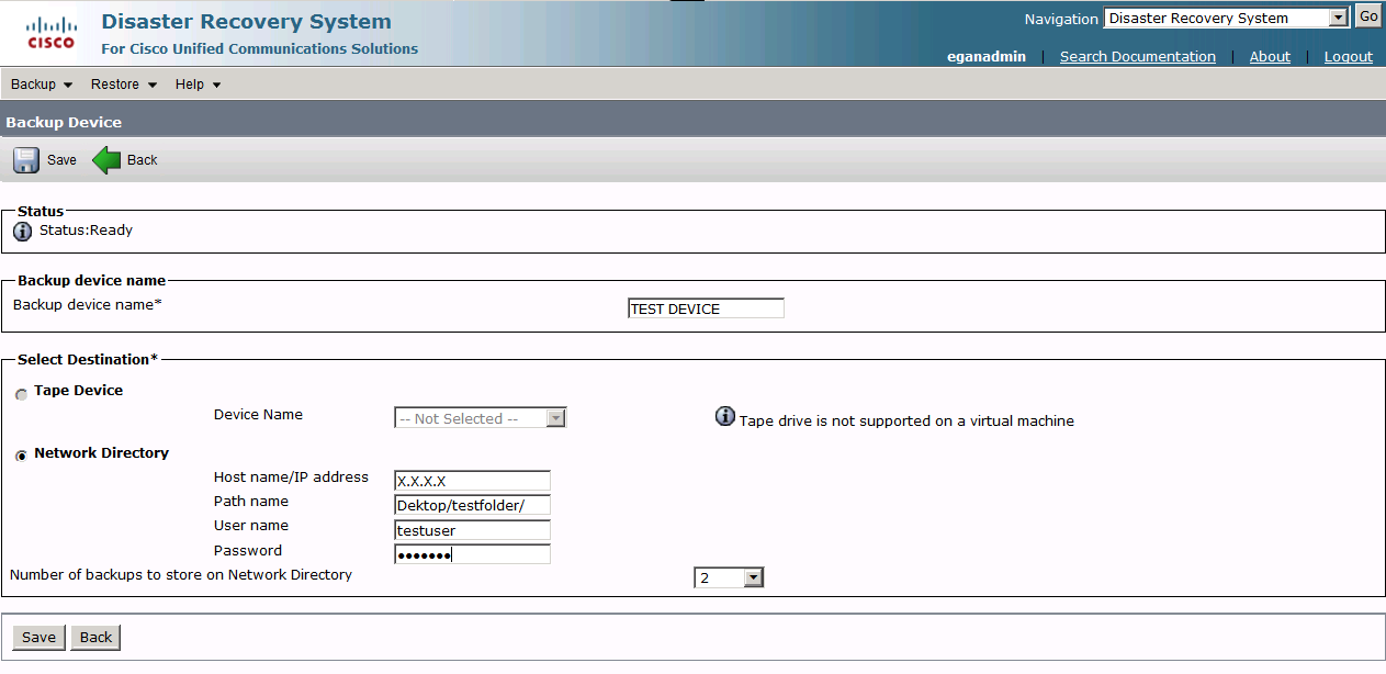 configure remote backup in CUMC