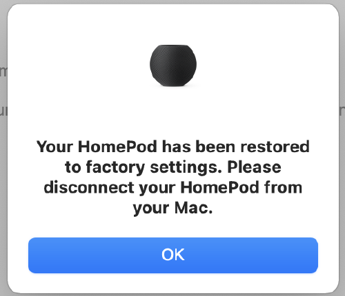 Confirmation popup that process is complete