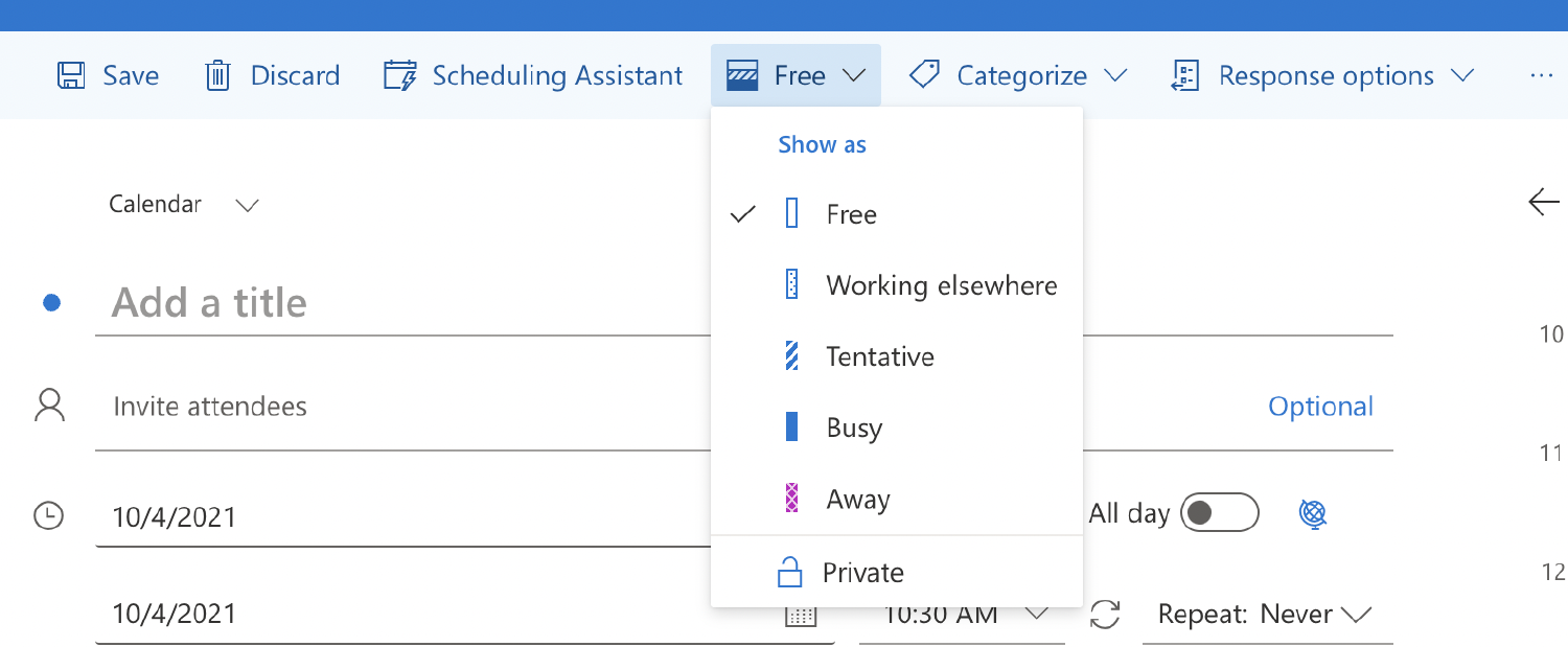 Select Free Time on Invite